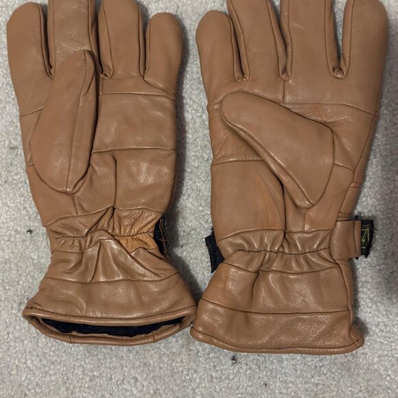 Tan Leather Winter Gloves – Insulated Cold Weather Work & Outdoor Gloves - Picture 2 of 3